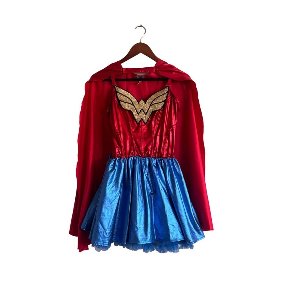 DC Comics Originals Wonder Woman Costume Red Blue Metallic Dress with Cape